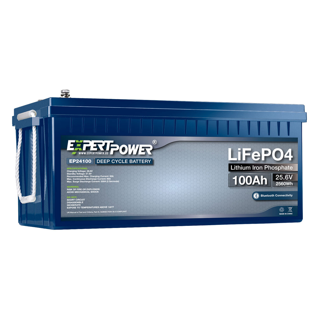 24V 100Ah LiFePO4 Deep Cycle Rechargeable Battery 2500-7000 Life Cycles   10-Year lifetime Built-in BMS ExpertPower Direct