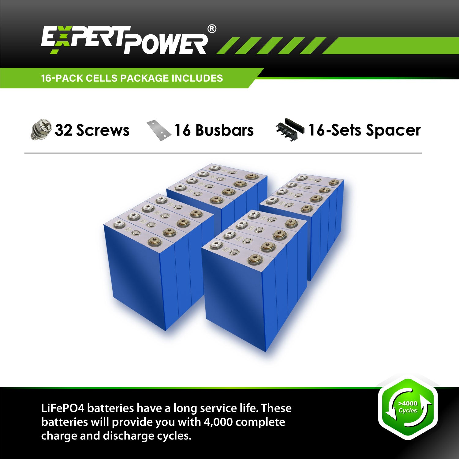 3.2V 100Ah LiFePO4 Cells - ExpertPower Direct