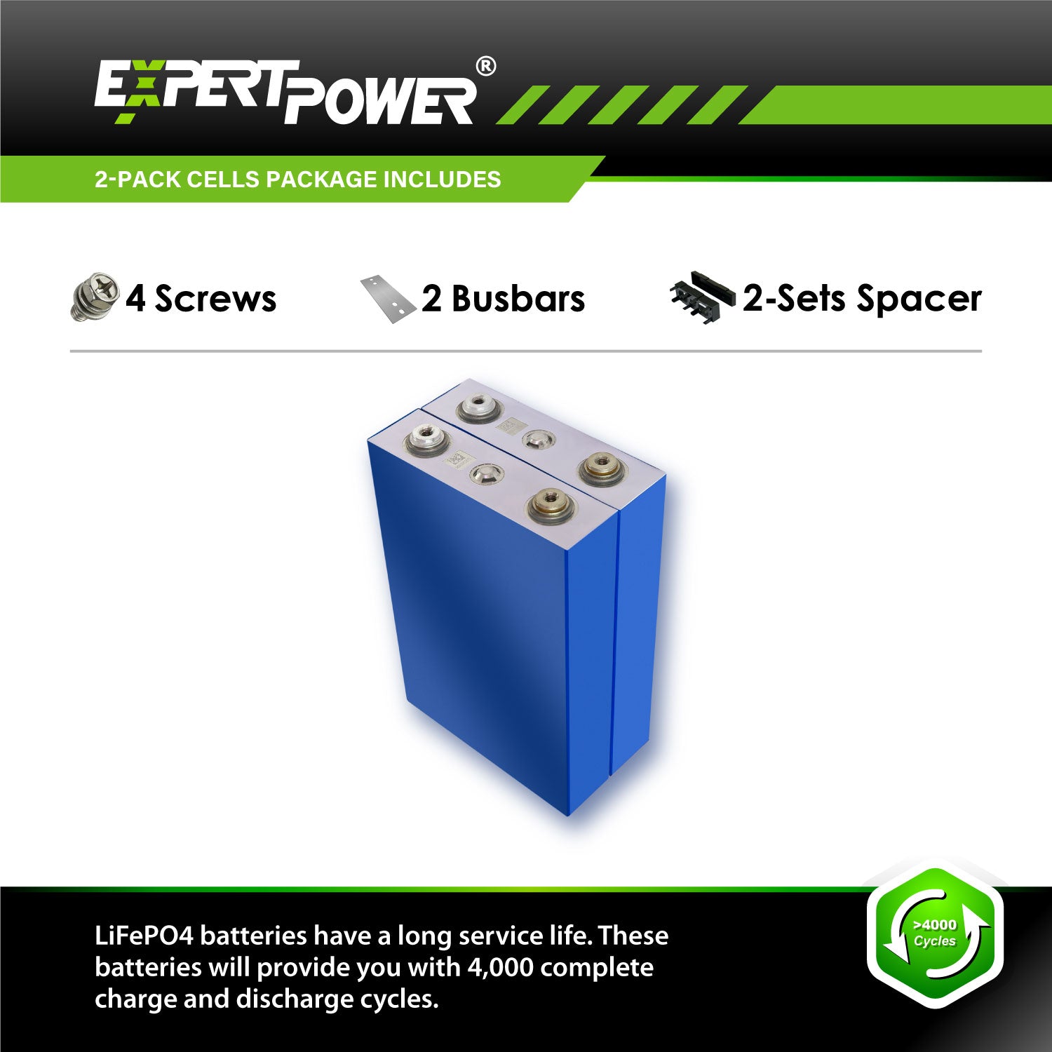 3.2V 100Ah LiFePO4 Cells - ExpertPower Direct