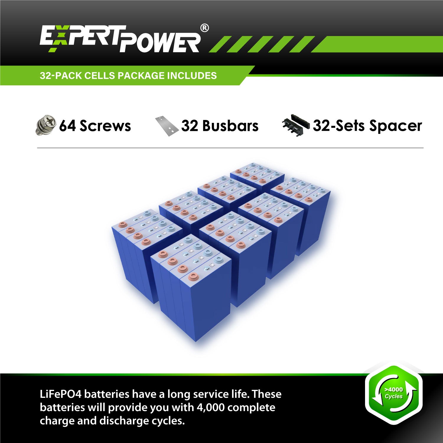 3.2V 100Ah LiFePO4 Cells - ExpertPower Direct