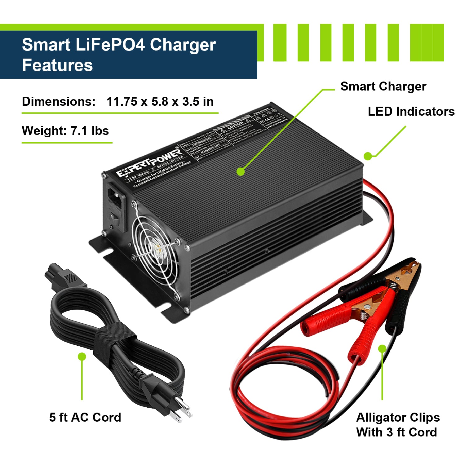 12V 50A Charger - EPC1250 - ExpertPower Direct