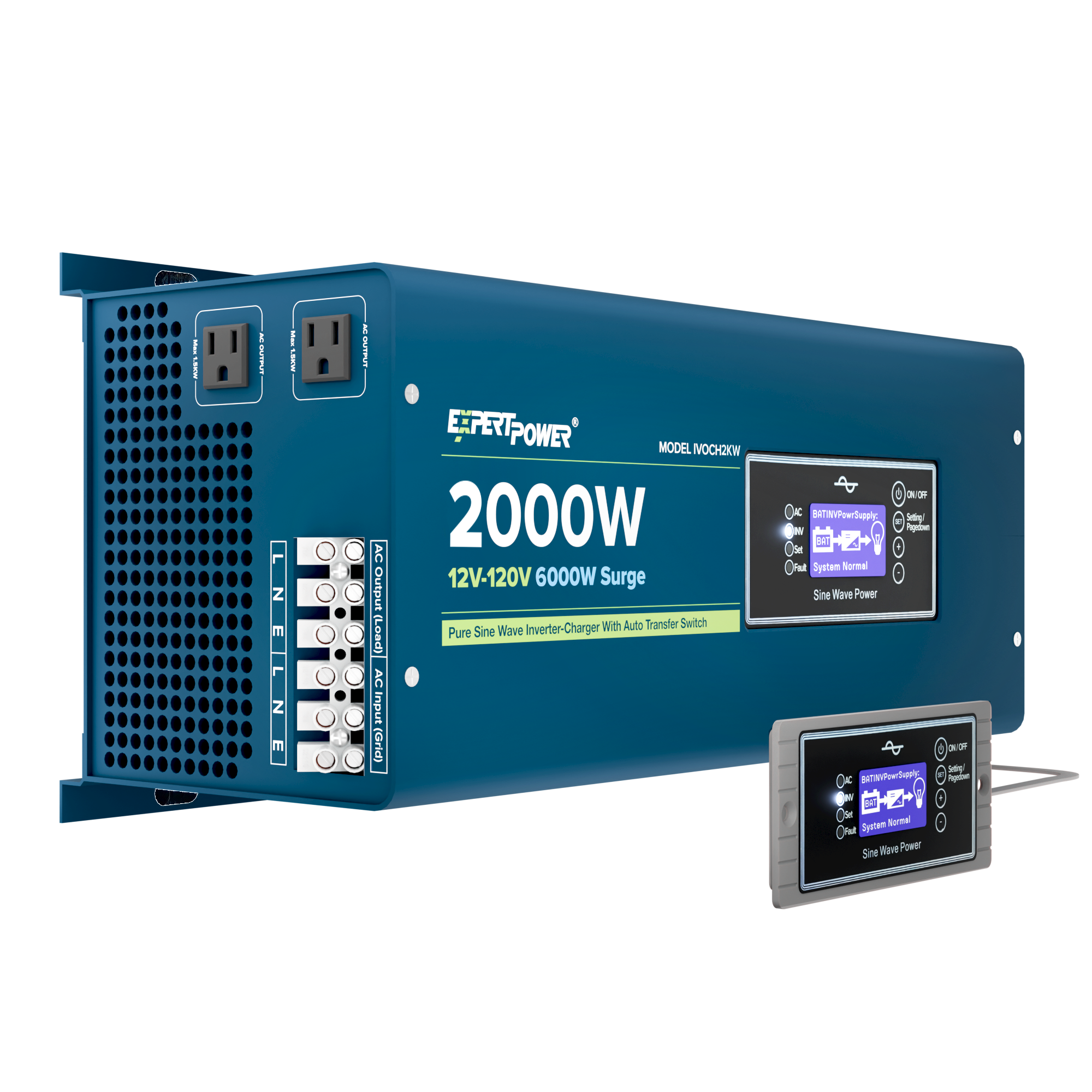 12V 2KW Pure Sine Wave Inverter Charger