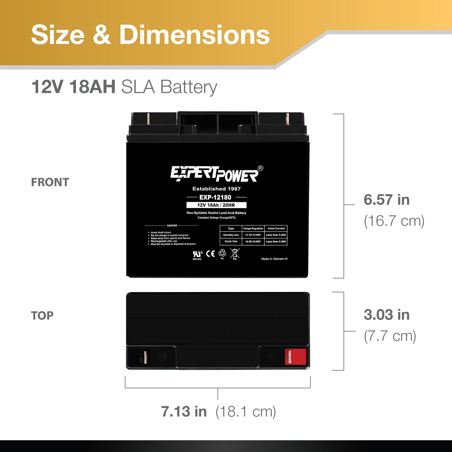 EXP12180 12V 18Ah - ExpertPower Direct