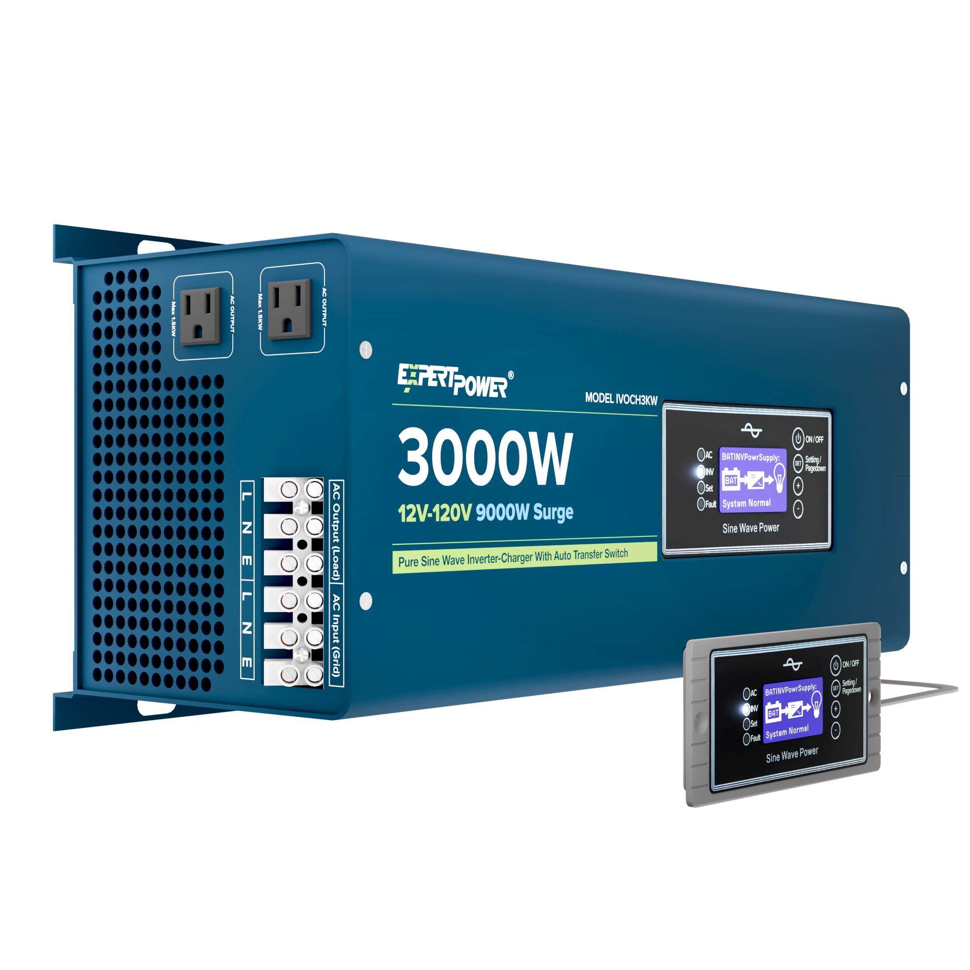 Cargador inversor de onda sinusoidal pura de 12V y 3KW 