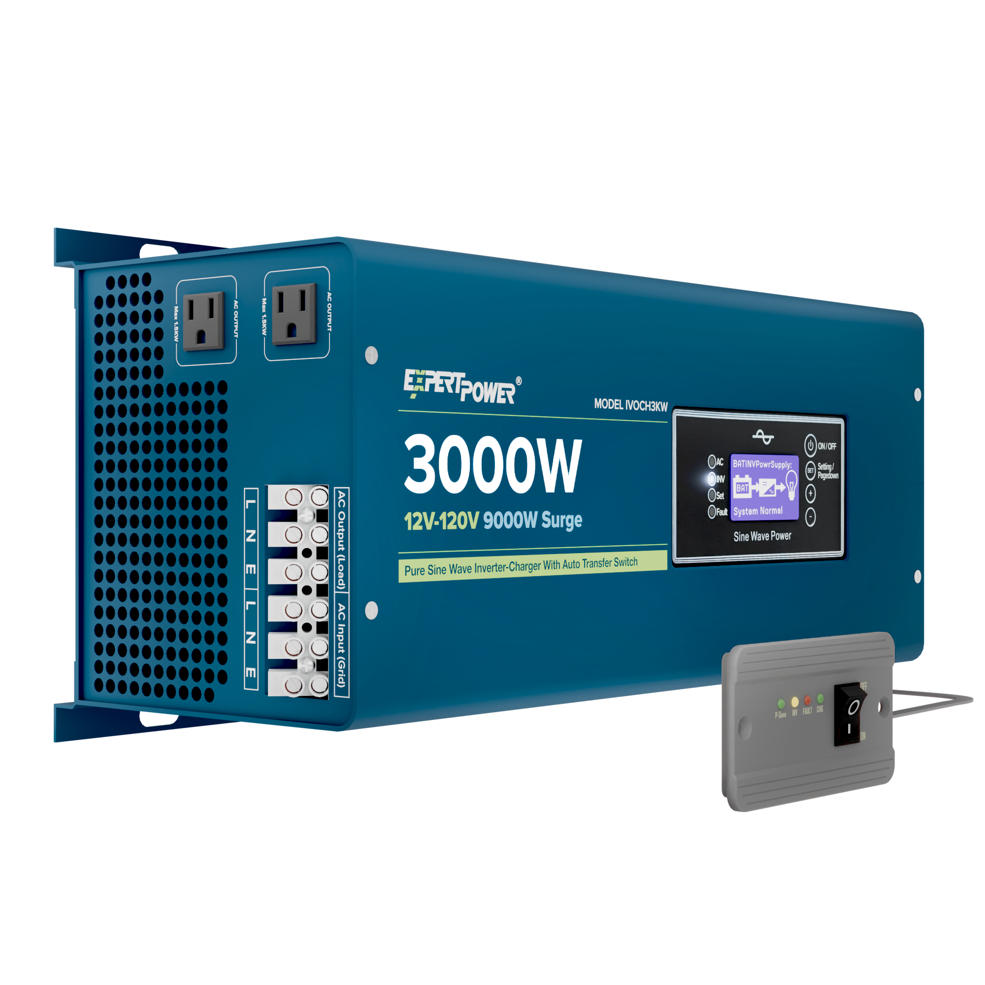Cargador inversor de onda sinusoidal pura de 12V y 3KW 