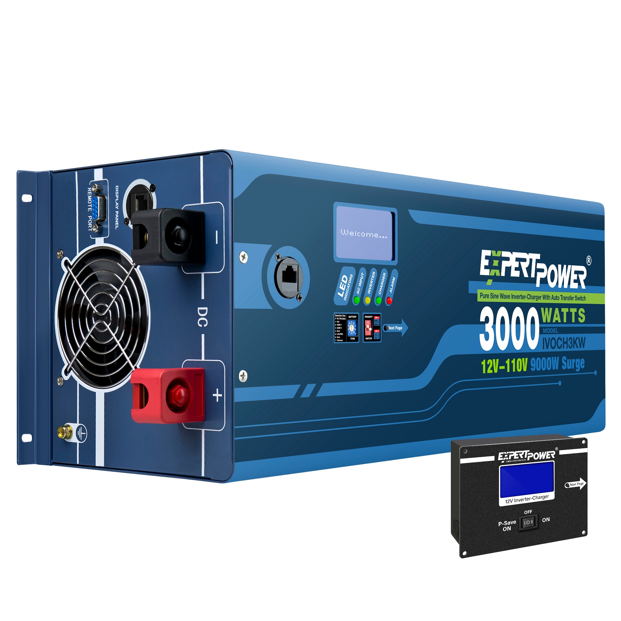 12V 3KW Pure Sine Wave Inverter Charger - Display Remote<p> [Open Box Item]