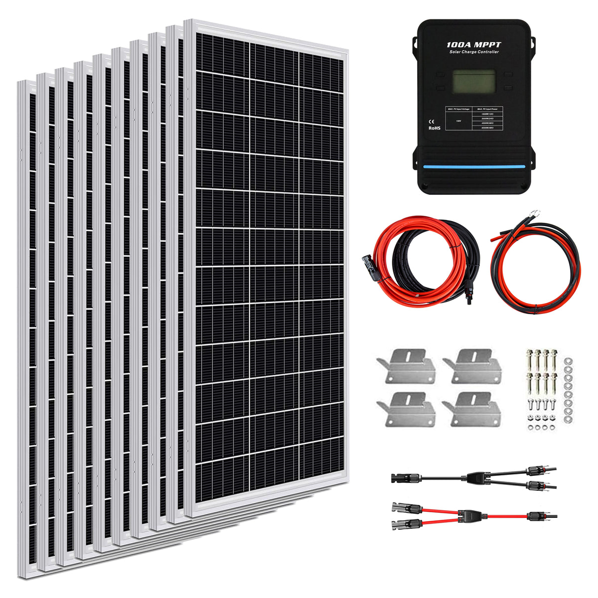 1000W Off-Grid Solar Panel System Kit | 40A 60A 100A MPPT Solar Charger ...