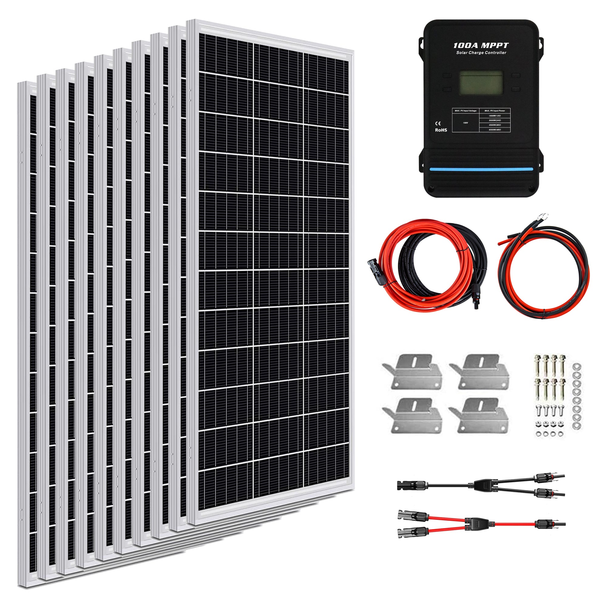 1000W Off-Grid Solar Panel System Kit | 40A 60A 100A MPPT Solar Charger ...