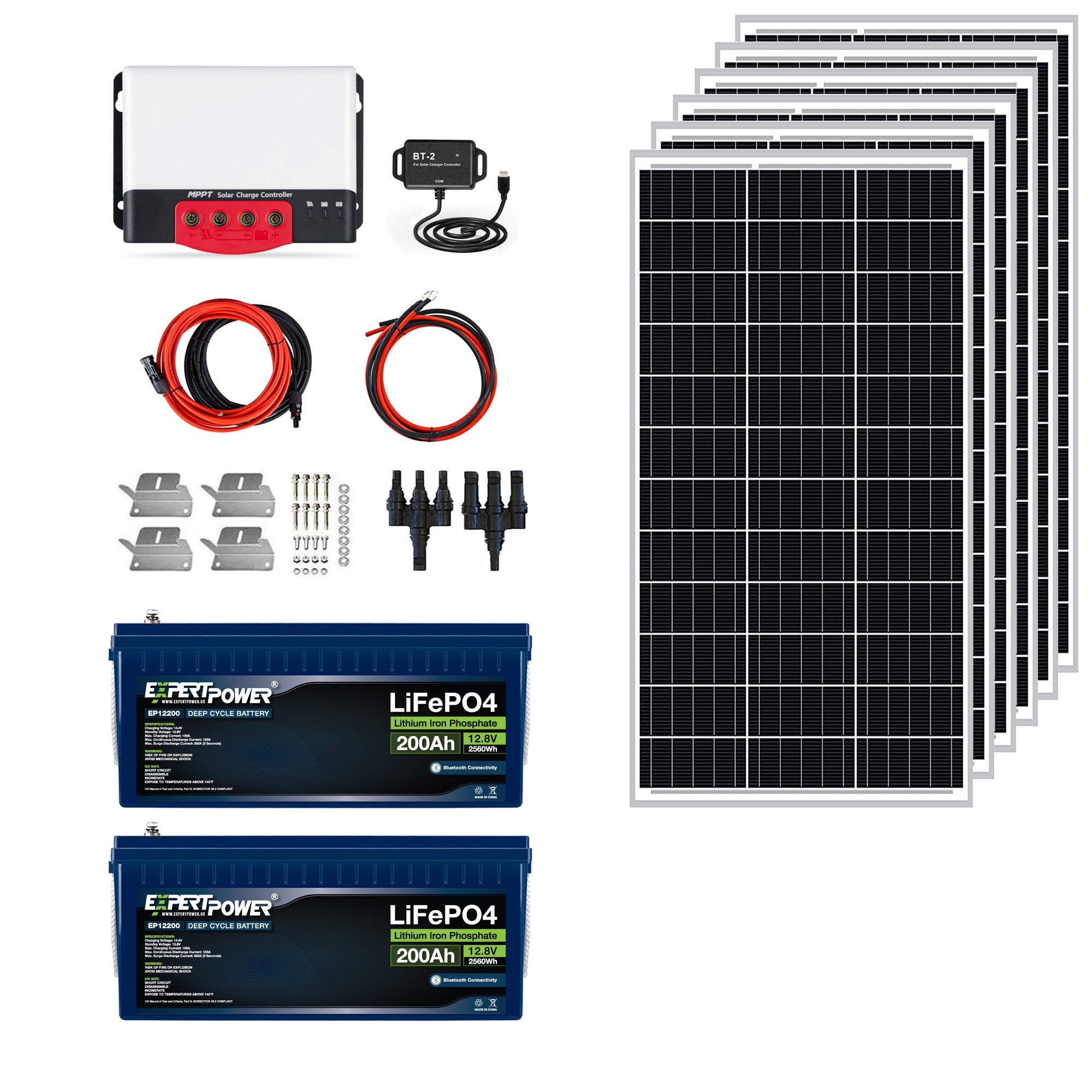 Kit solar completo para caravanas 200W (dos paneles de 100W 12V)