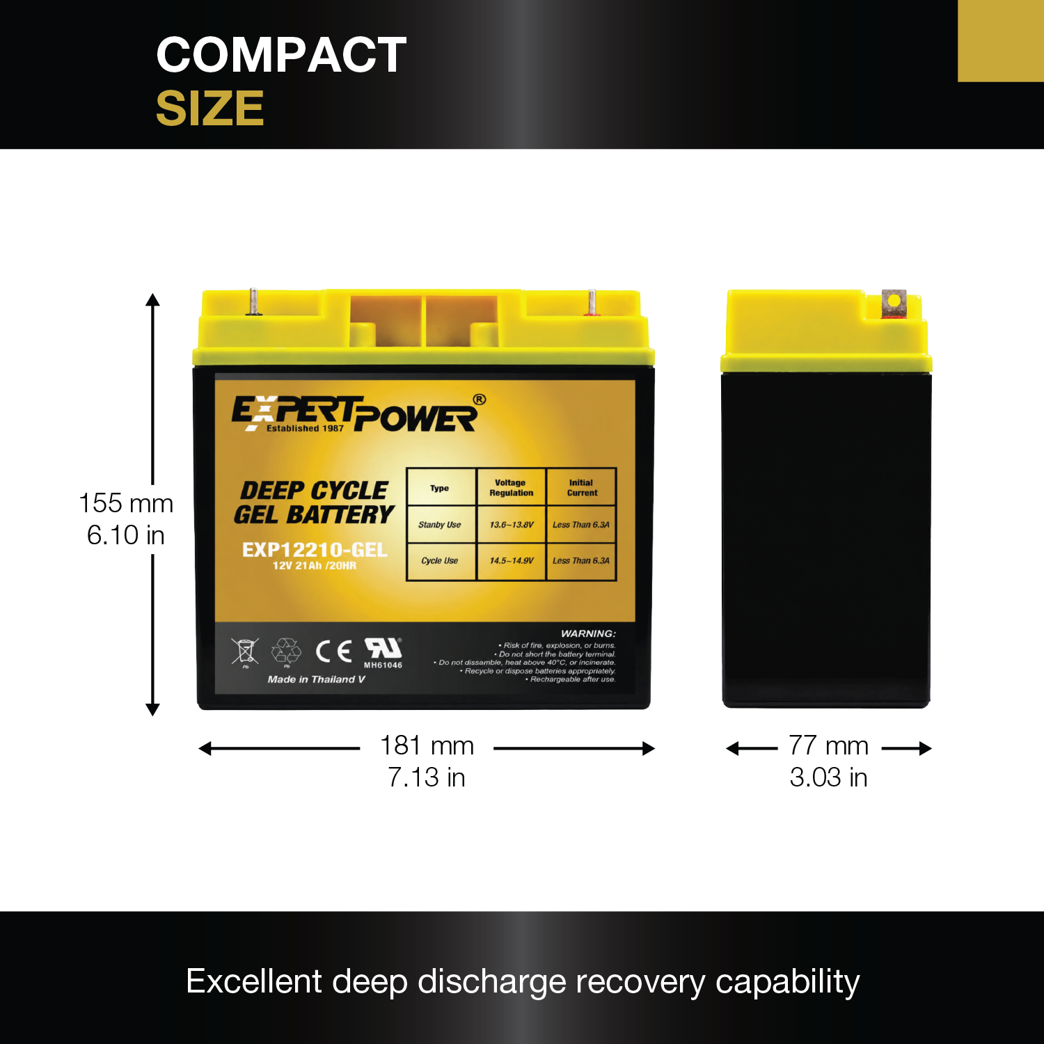 EXP12210-GEL  12V 21AH Gel Deep Cycle
