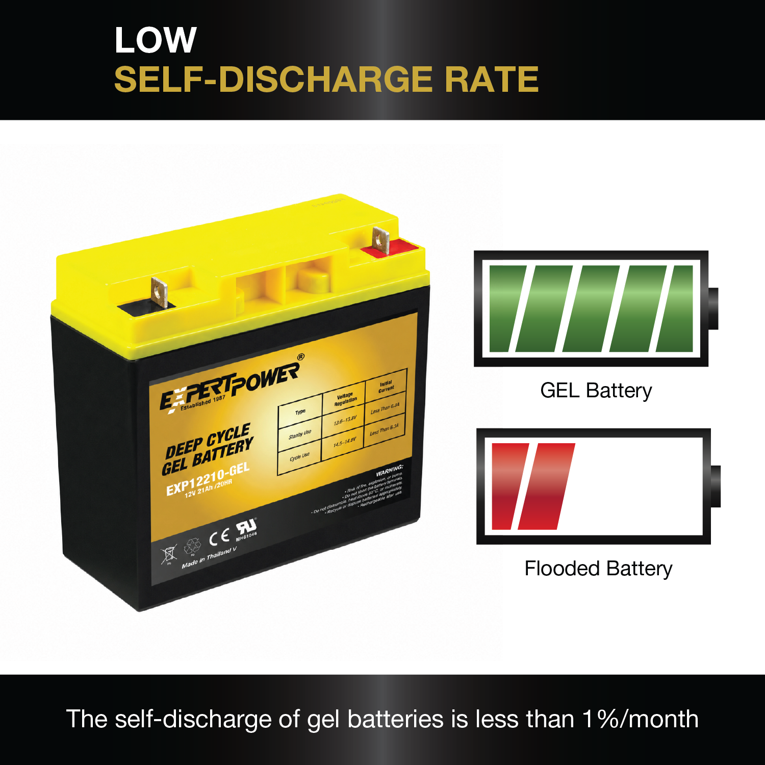 EXP12210-GEL  12V 21AH Gel Deep Cycle