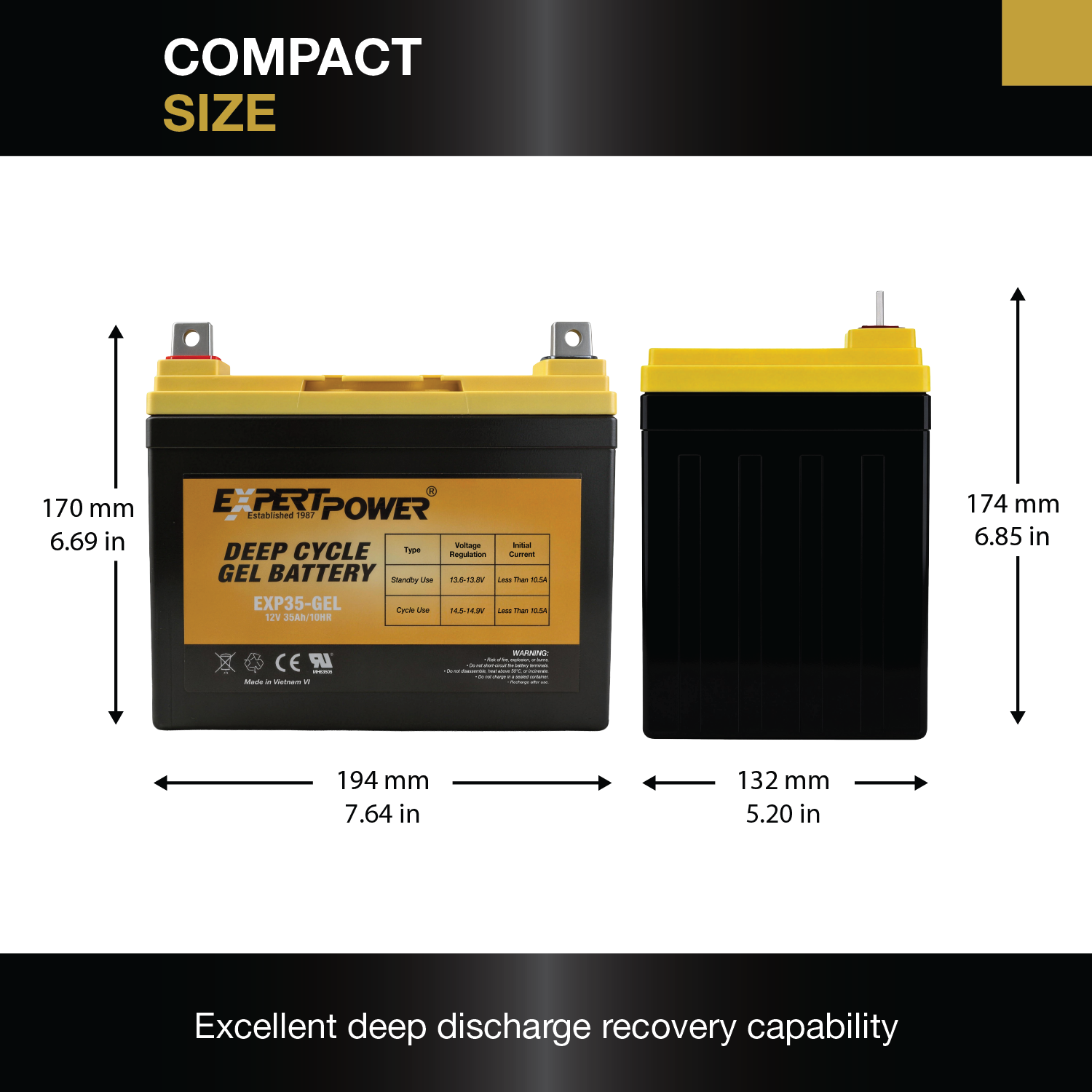 EXP35-GEL  12V 35Ah Gel Deep Cycle