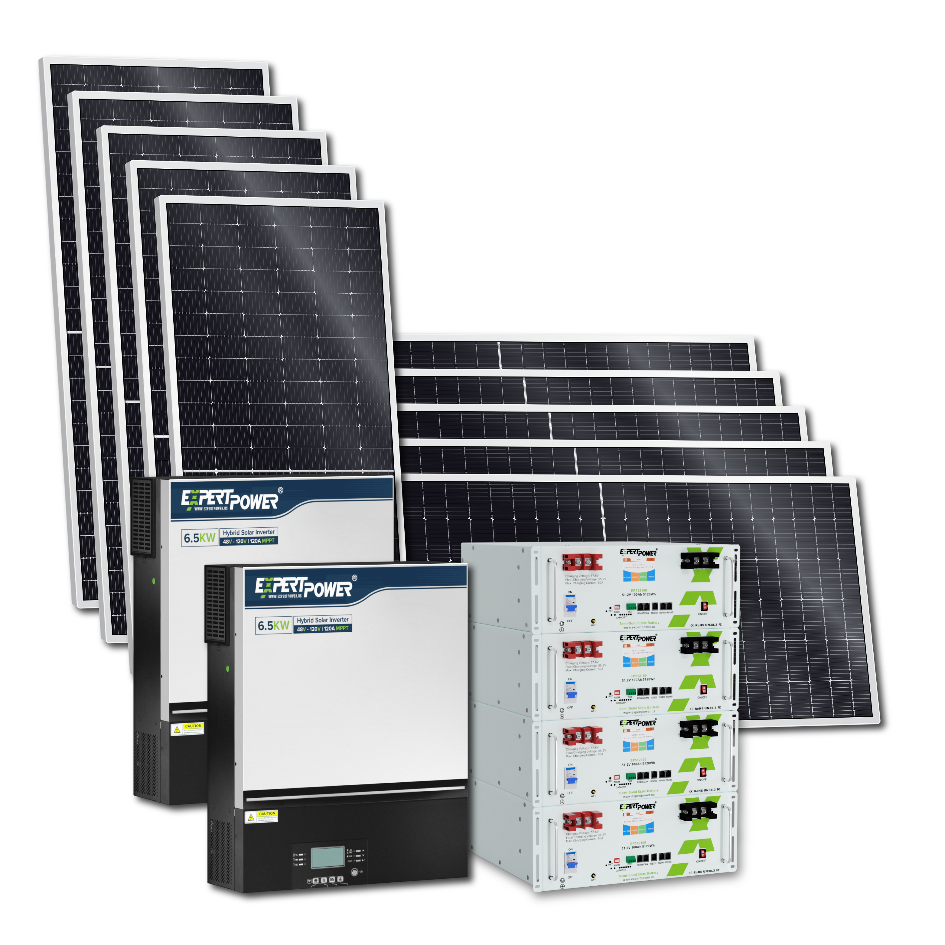600W 24V Complete Off-grid Solar Power System With 2 X 300W Solar Pane 2kw Hybrid Inverter And 2 X 100ah Batteries