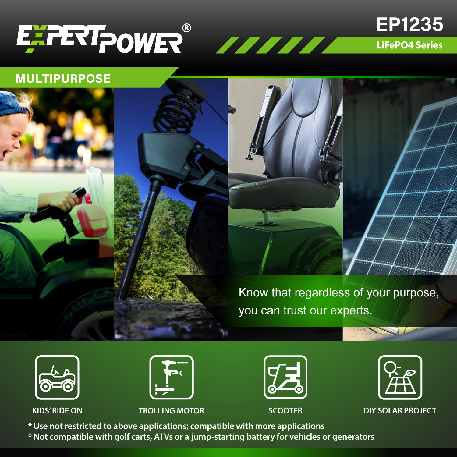 12V 35Ah LiFePO4 - EP1235 - ExpertPower Direct
