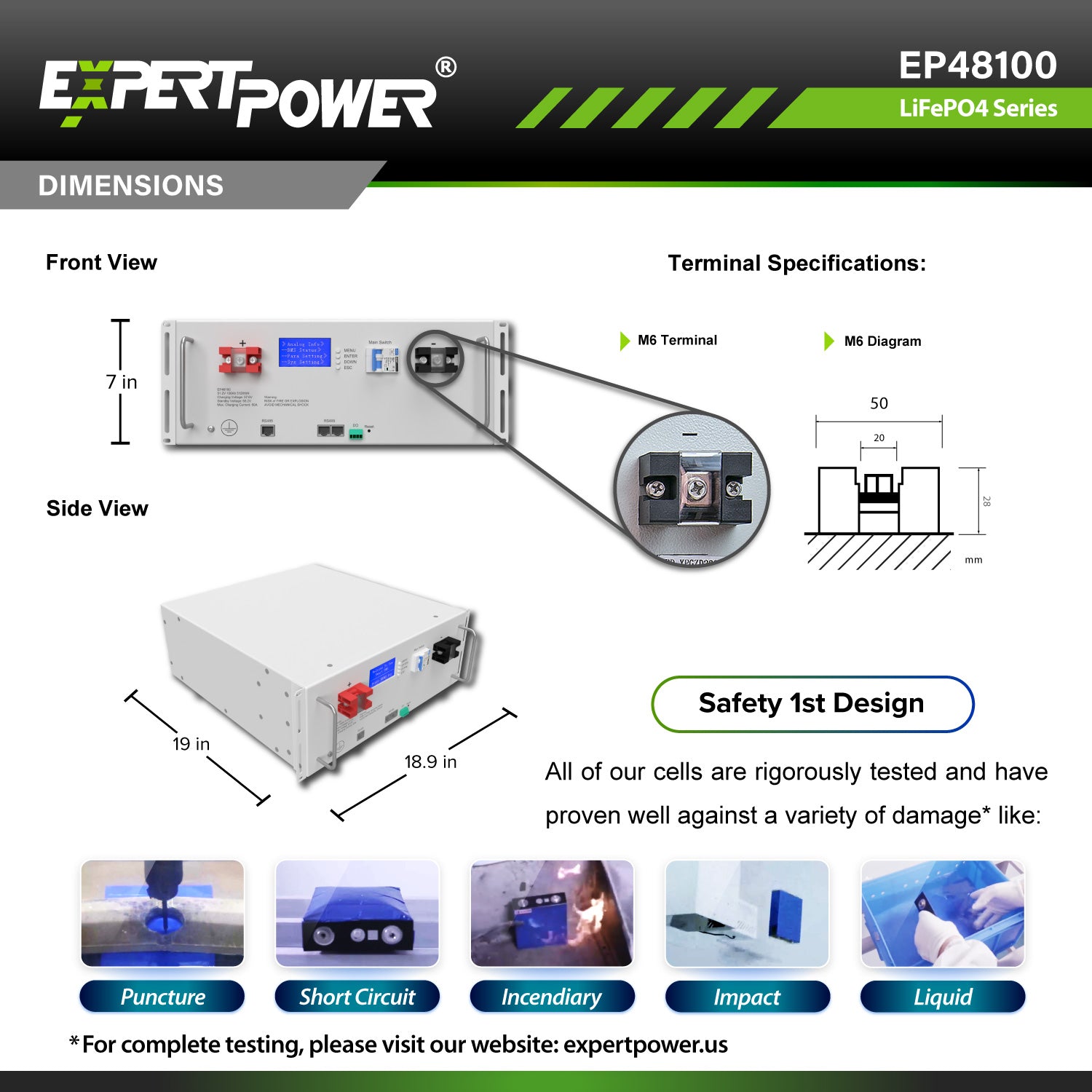 3 X 48V 100Ah LiFePO4 - EP48100 - ExpertPower Direct