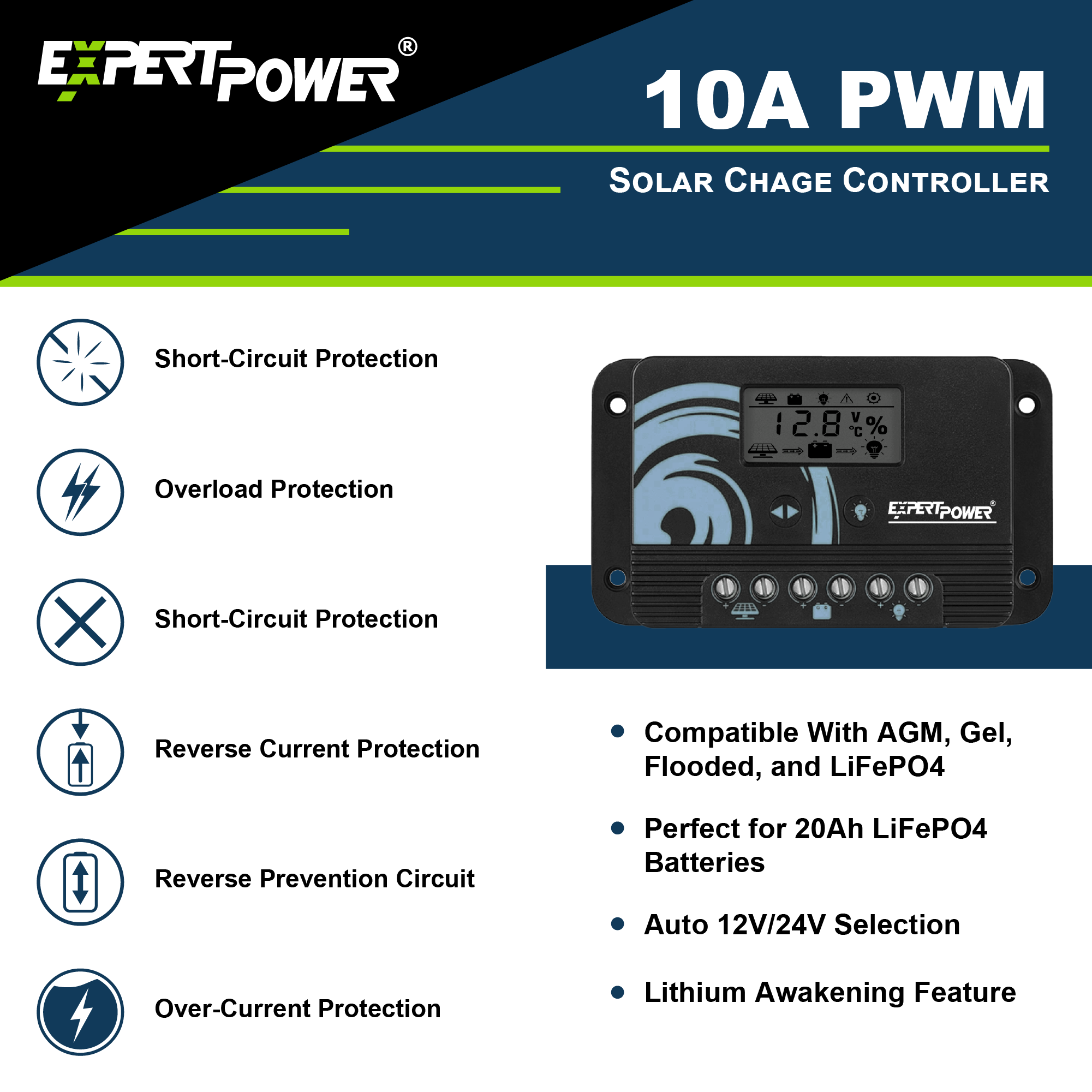 Sphere Power Controller 10A PWM Solar Charge Controller | ExpertPower Direct