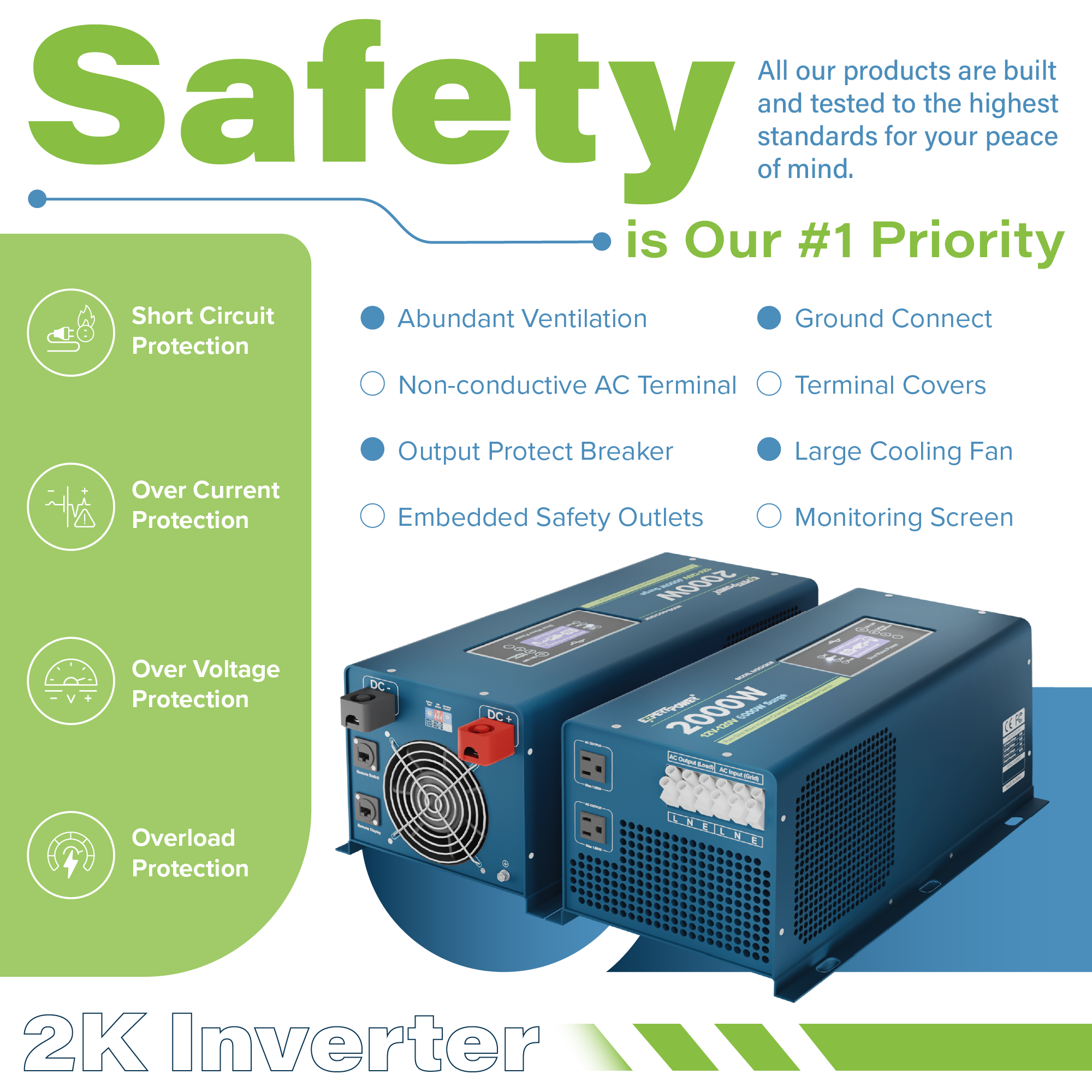 12V 2KW Pure Sine Wave Inverter Charger