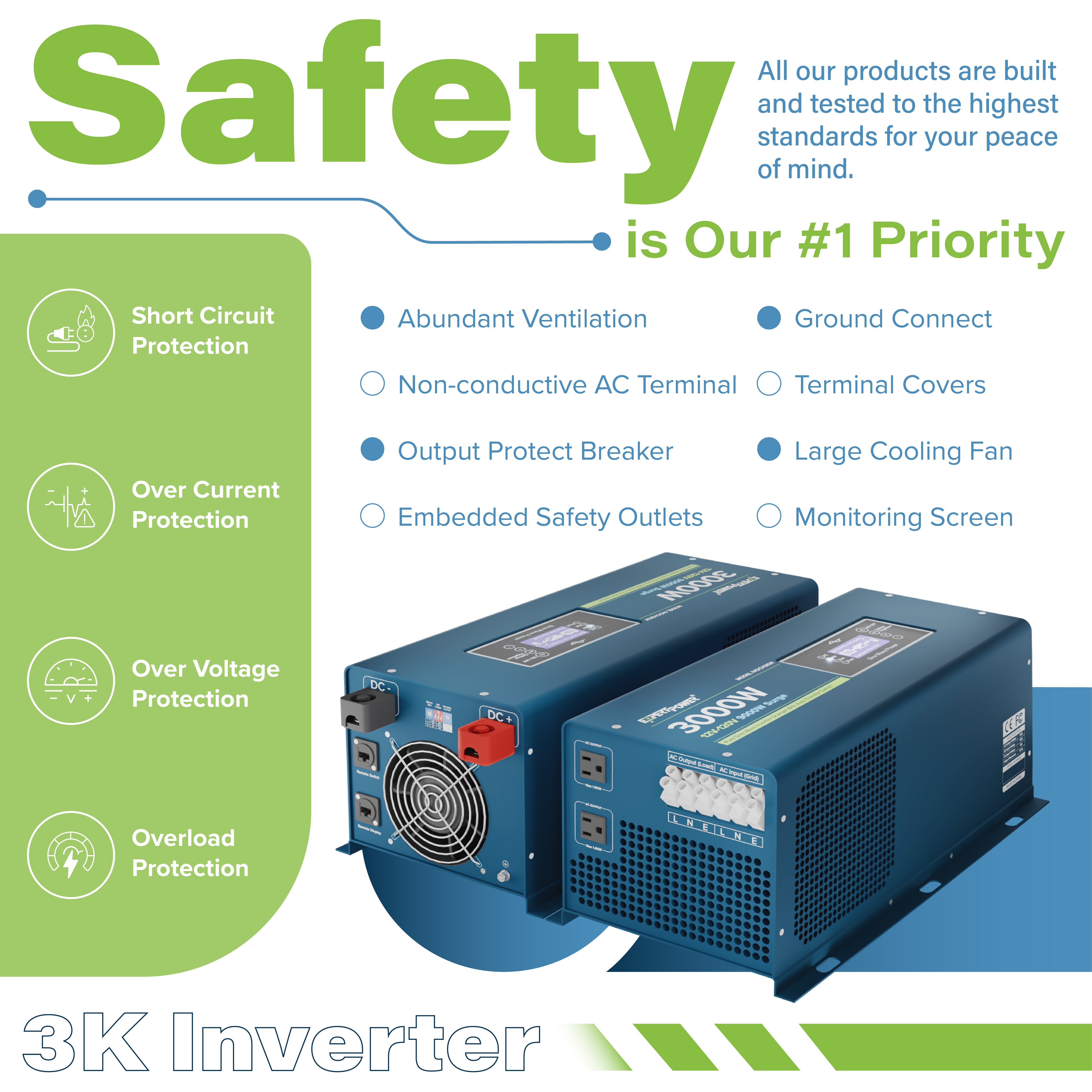 12V 3KW Pure Sine Wave Inverter Charger