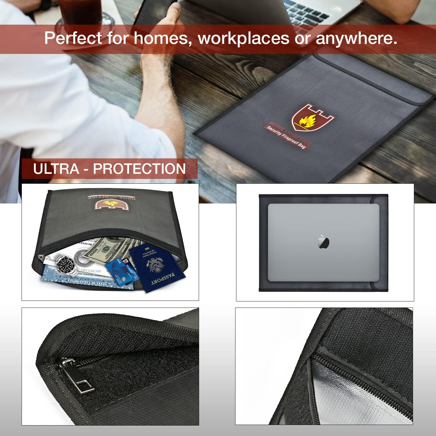 LiPo Fireproof Explosion-Proof Safety Bag | Water-Resistant Document & Money Storage Pouch (15" x 11")