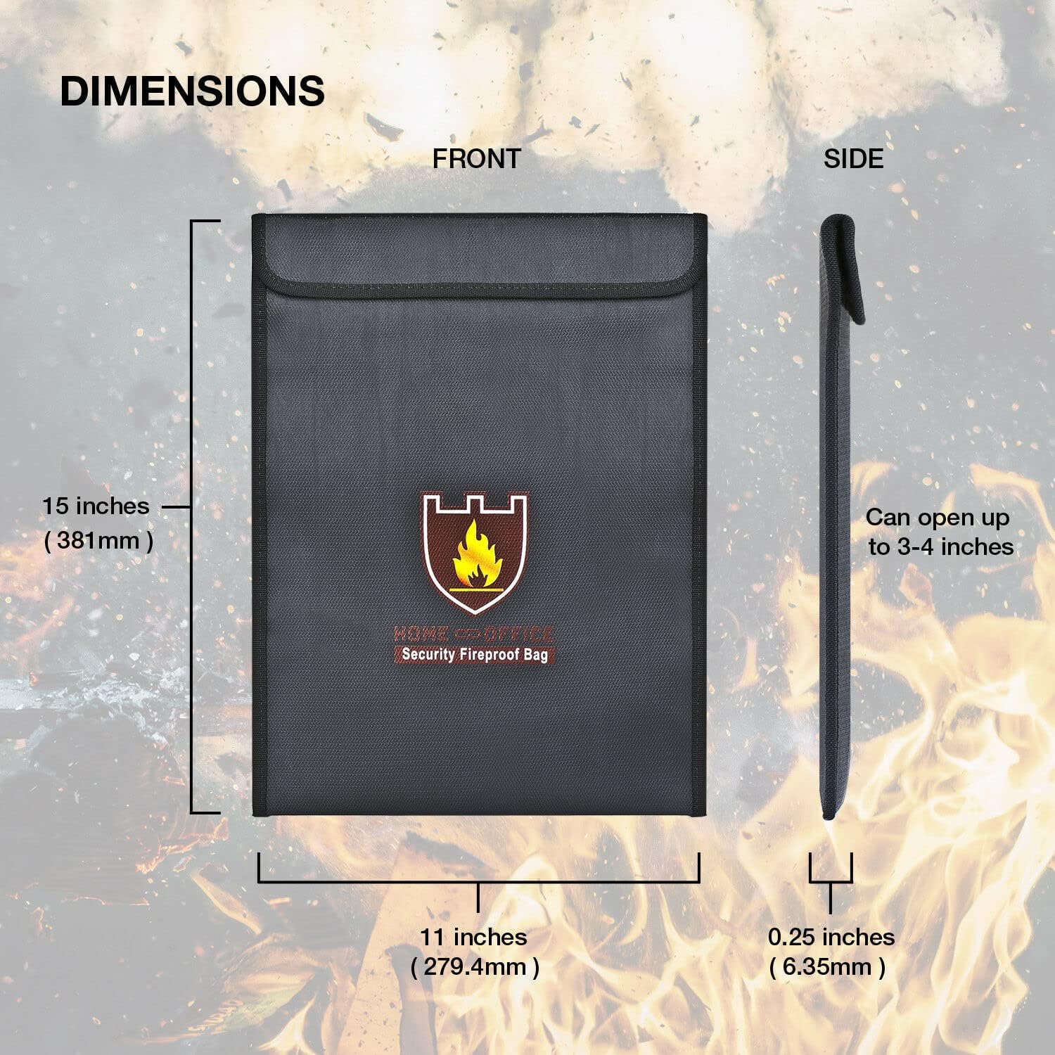 LiPo Fireproof Explosion-Proof Safety Bag | Water-Resistant Document & Money Storage Pouch (15" x 11")