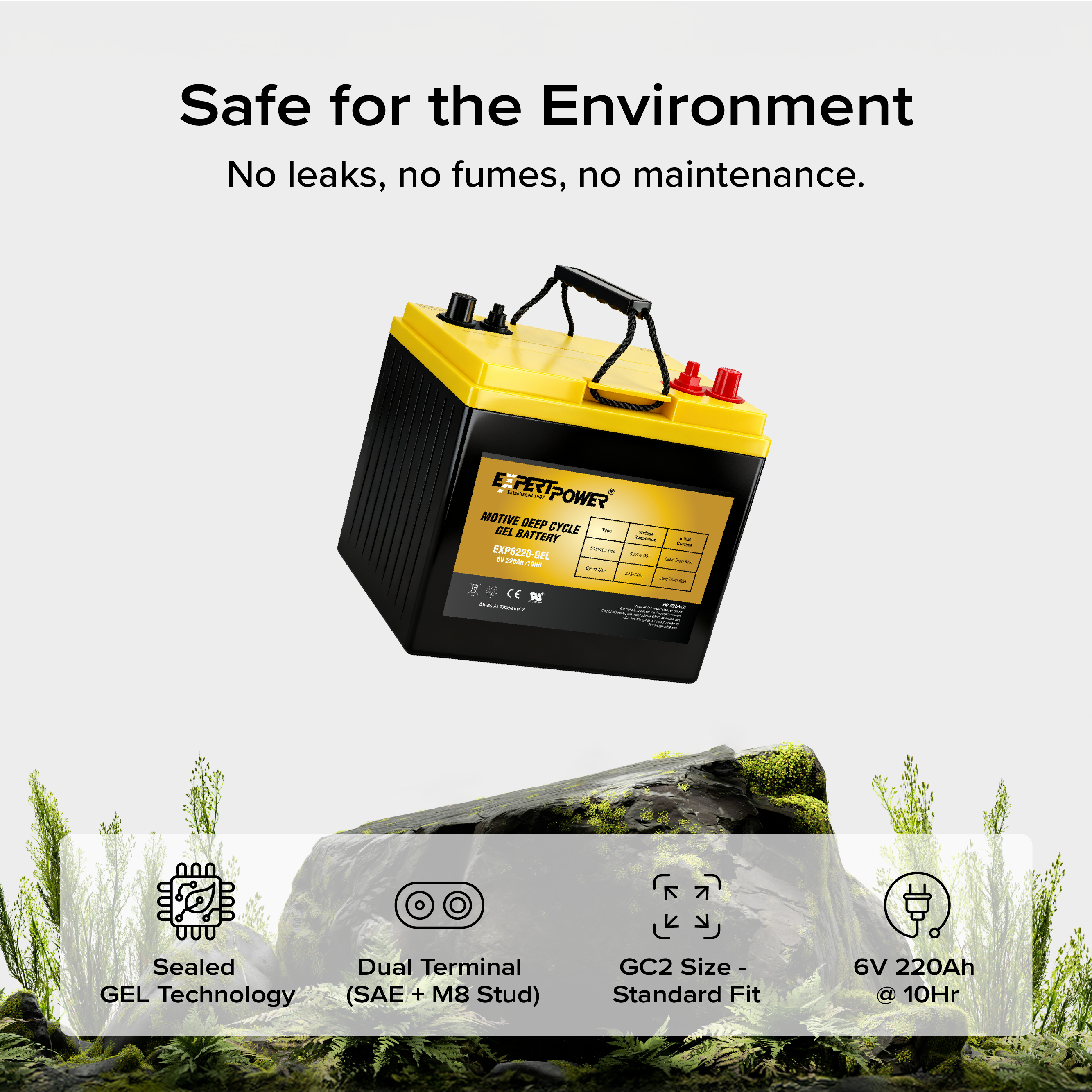 EXP6220-GEL  6V 220Ah Gel Deep Cycle Motive Battery