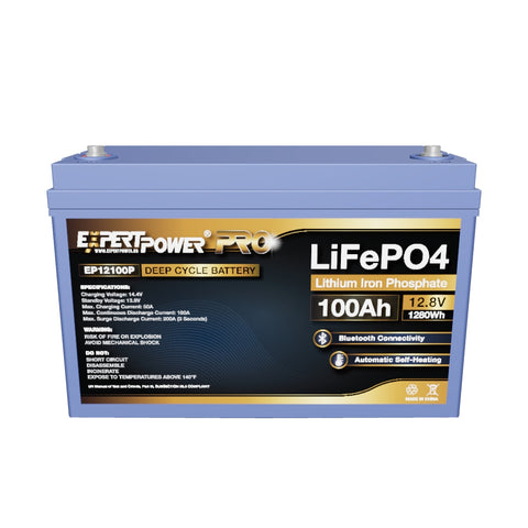 12V 100Ah PRO LiFePO4 Deep Cycle Rechargeable Battery, 2500-7000 Life  Cycles & 10-Year lifetime, Built-in BMS