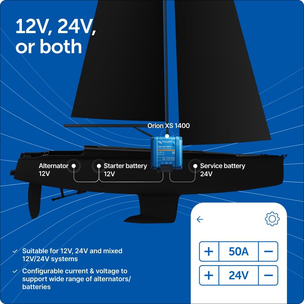 Victron Energy Orion XS 1400, 12/24-Volt 50 Amp DC-DC Battery Charger