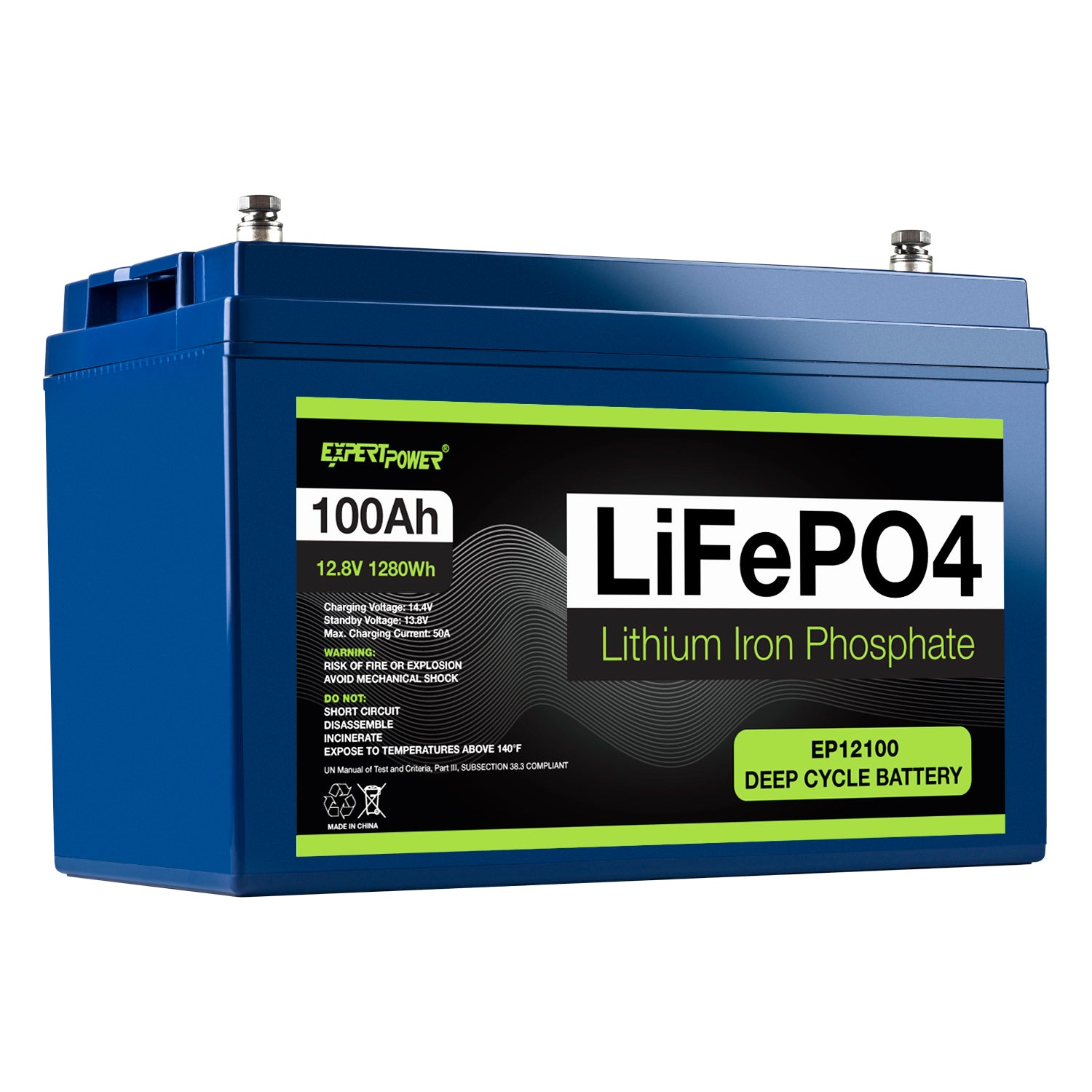 ATEMPOWER - Batería de litio de 12 V y 100 Ah LiFePO4 de carga rápida,  batería recargable de ciclo profundo con BMS integrado, perfecta para RV