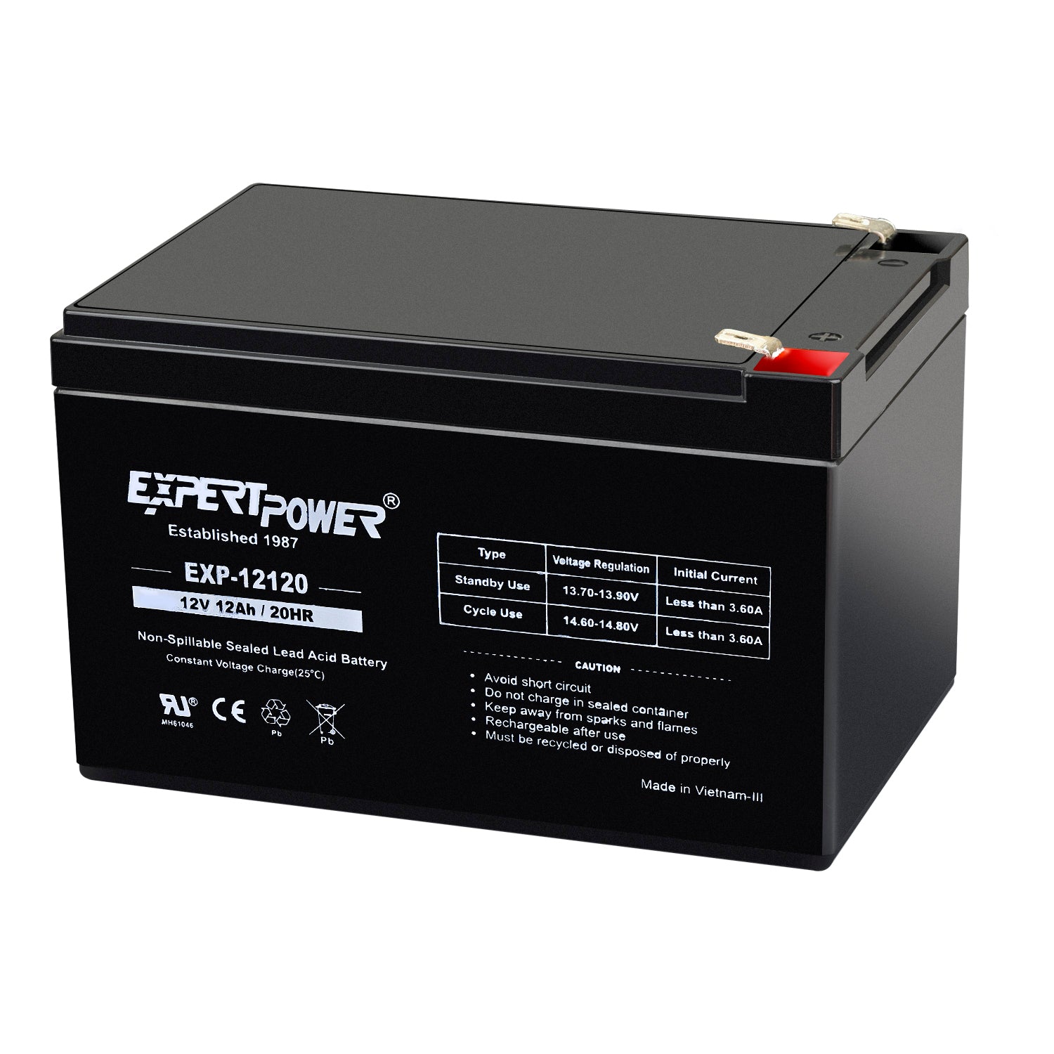 ExpertPower Paquete de 3 baterías recargables de 12 voltios y 12 Ah ||  EXP12120 Tamaño 3 Pack - 12V 12 AH