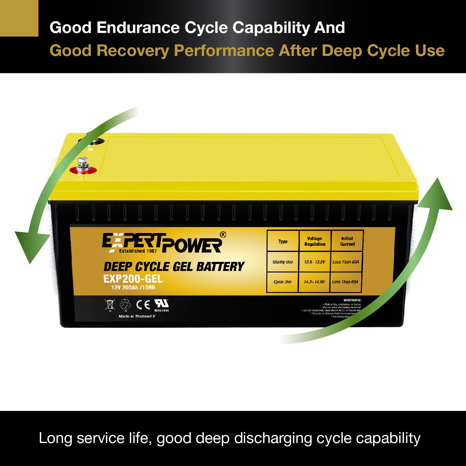 EXP200-GEL 12V 200Ah Gel Deep Cycle - ExpertPower Direct