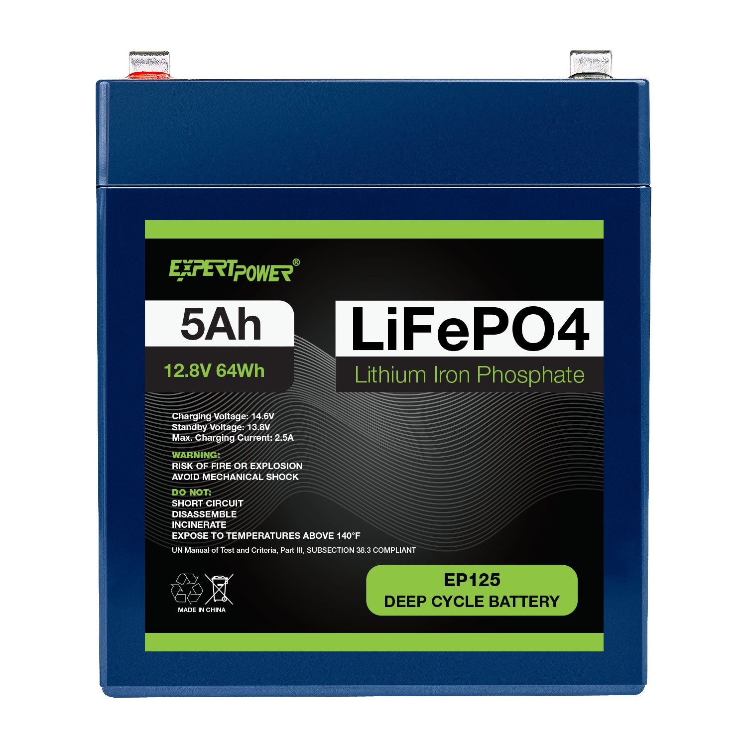 12V 5Ah LiFePO4 - EP125 - ExpertPower Direct