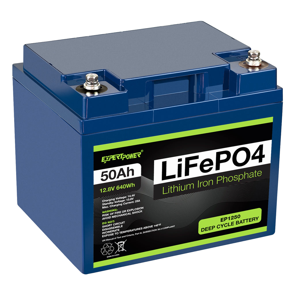 12V 50Ah LiFePO4 Deep Cycle Rechargeable Battery, 2500-7000 Life Cycles &  10-Year lifetime, Built-in BMS