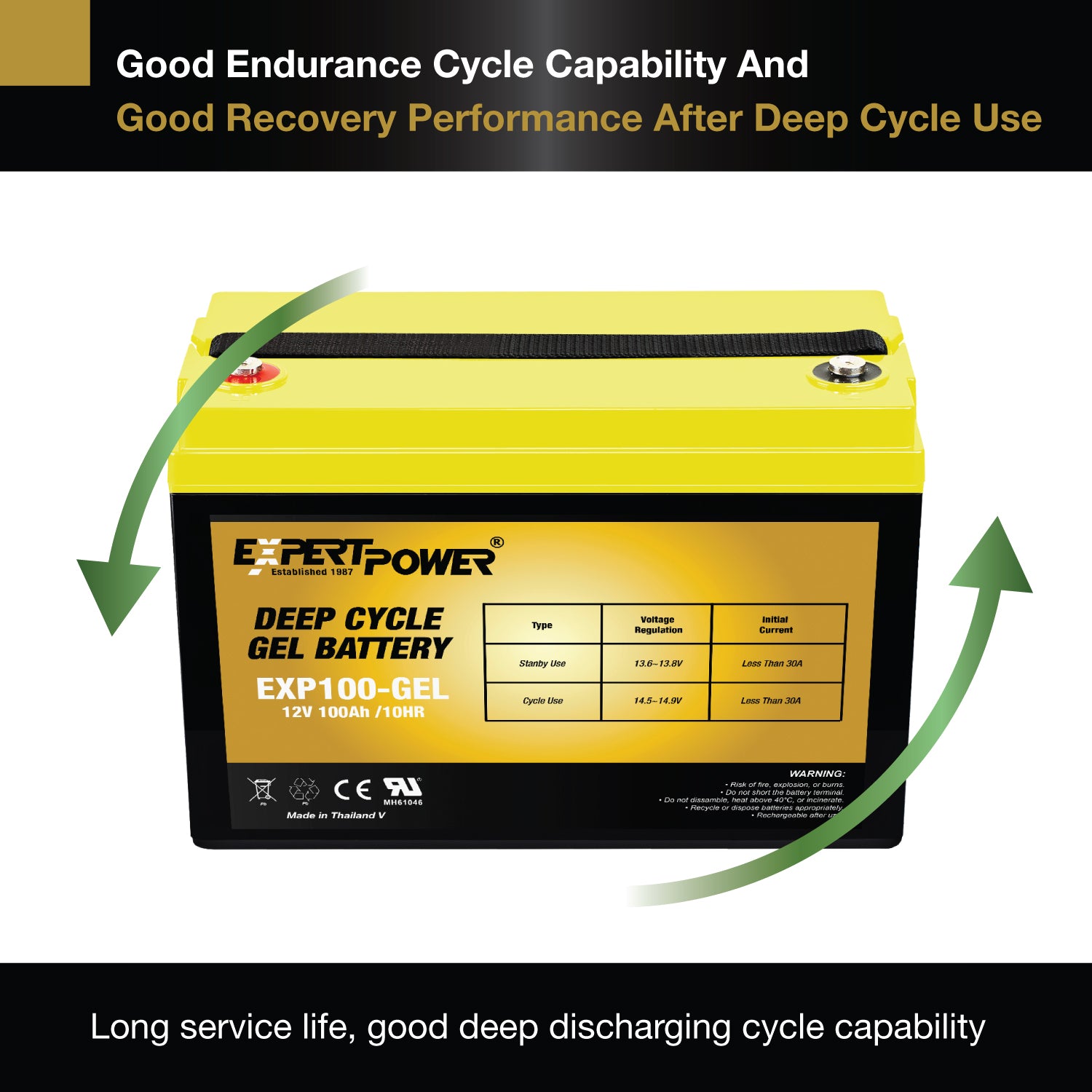 EXP100-GEL 12V 100Ah Gel Deep Cycle - ExpertPower Direct