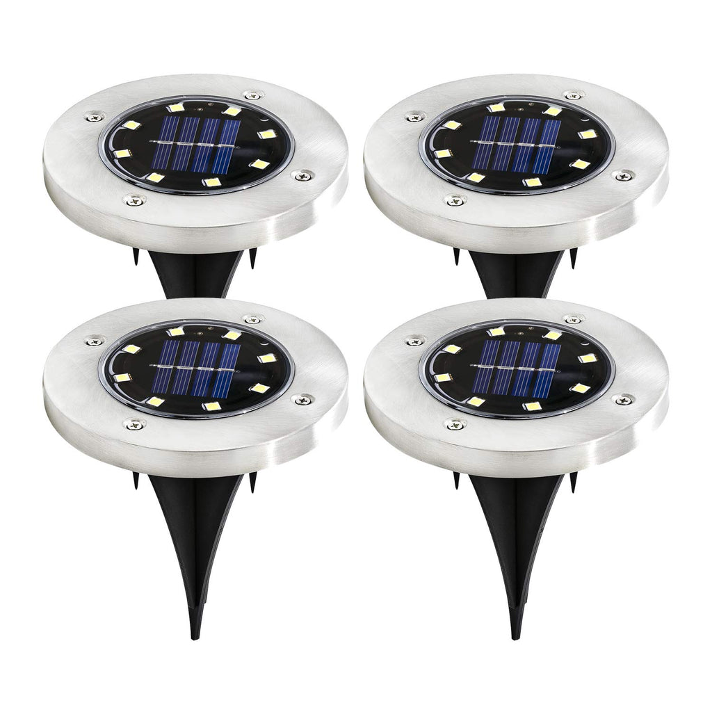 ExpertPower Solar Powered Ground Light for Christmas Holidays, Waterproof 8 LED Patio Light with Dark Sensor for Lawn/Garden, Pathway, Driveway, Pool Walkway and More [4 Pack] - ExpertPower Direct