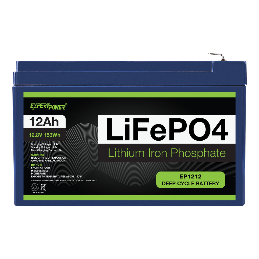 ExpertPower 12V 12Ah Lithium LiFePO4 Deep Cycle Rechargeable Battery | 2500-7000 Life Cycles & 10-Year Lifetime | Built-In BMS