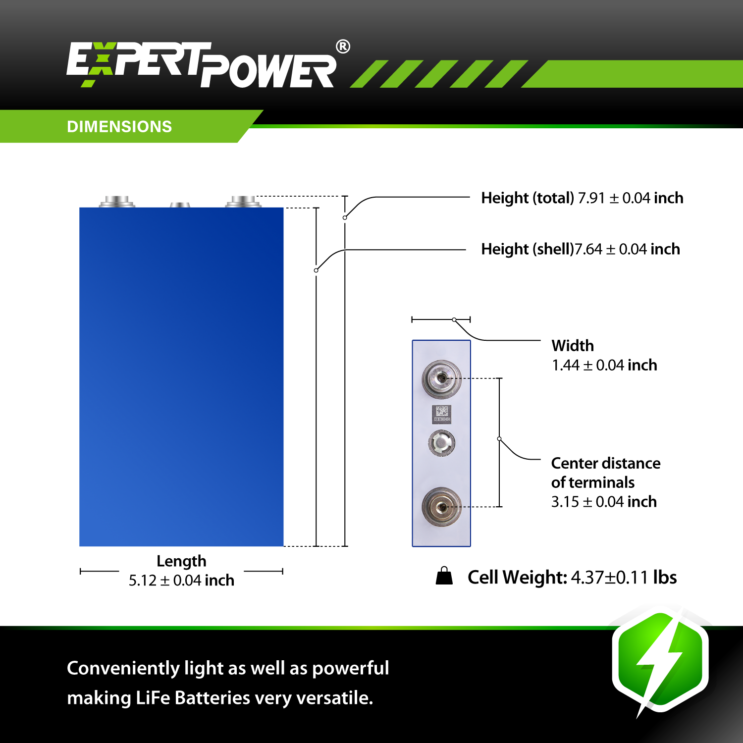 3.2V 100Ah LiFePO4 Cells - ExpertPower Direct