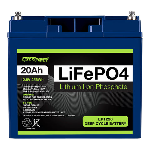 PowerTex Batteries 12V 20Ah 264Wh Lithium Ion LiFePO4 Deep Cycle  Rechargeable Battery - LCD Voltage Display - SLA Drop-in Replacement for  Fish Finder, Solar, UPS, RV, Electric Scooter, Off-Grid & More 