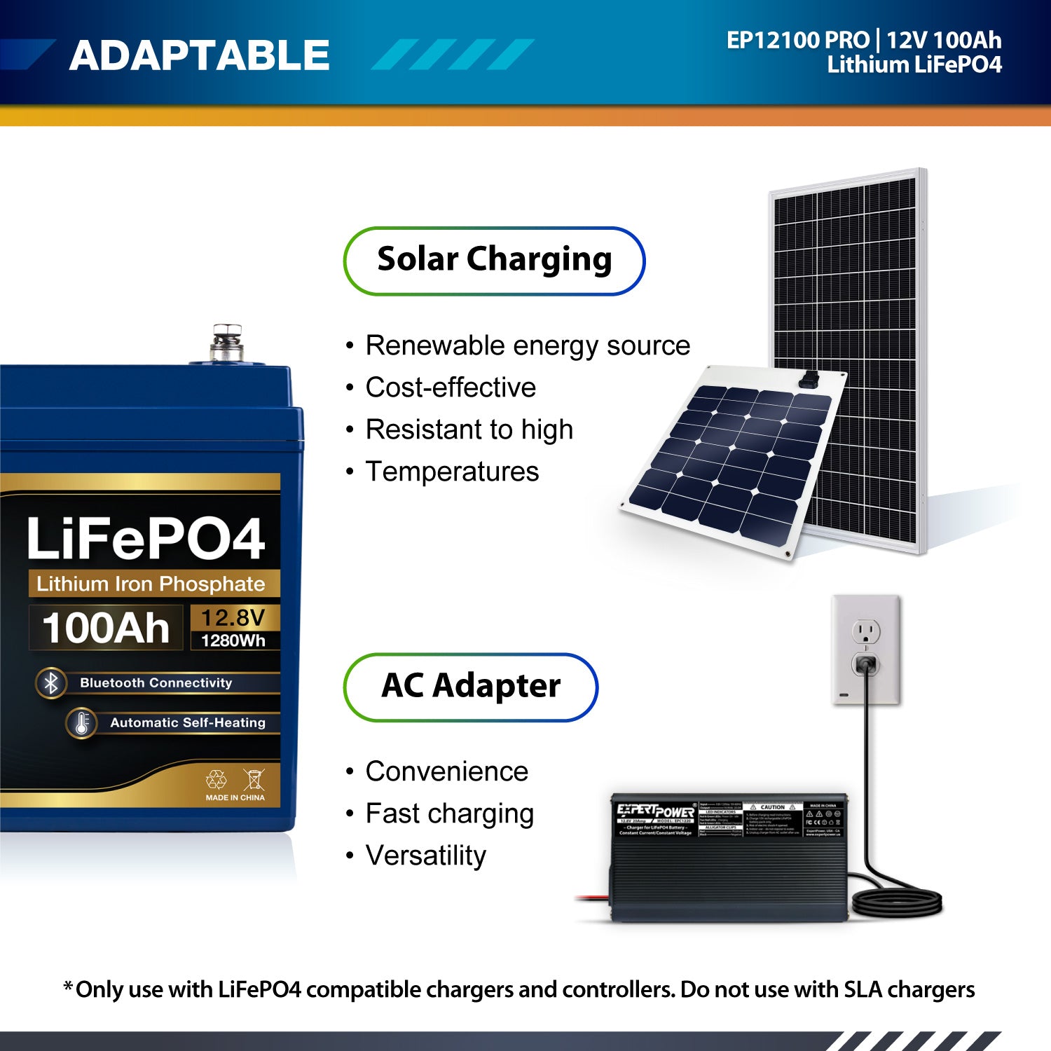 12V 100Ah LiFePO4 - EP12100 PRO - ExpertPower Direct