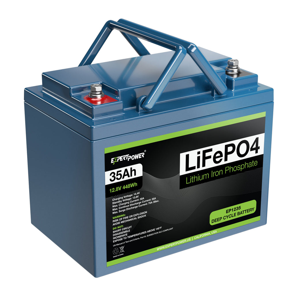 12V 35Ah LiFePO4 Deep Cycle Rechargeable Battery, 2500-7000 Life Cycles &  10-Year lifetime, Built-in BMS