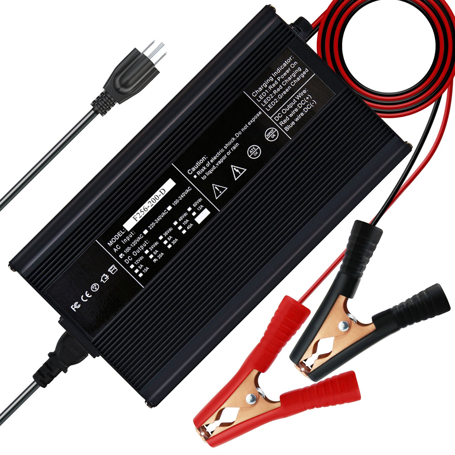 Jsdsolar 20A 24V LiFePO4 Battery Charger - Smart AC-DC Charger With Anderson Connector For Lithium Deep Cycle Batteries
