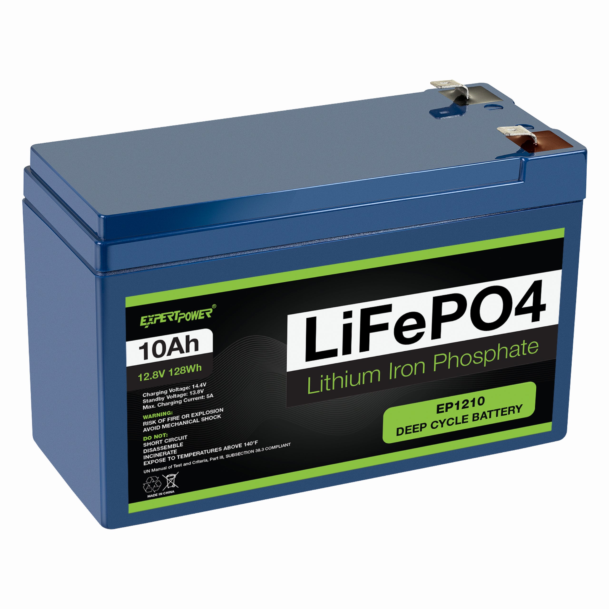 12V 10Ah LiFePO4 Deep Cycle Rechargeable Battery, 2500-7000 Life Cycles &  10-Year lifetime, Built-in BMS